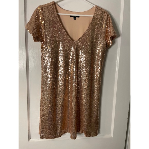 Lulus Sequin Mini Dress V Neck Sparkly Cocktail Party Women's Small - Picture 1 of 4